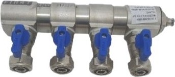 Kollektör Mini Küresel Vanalı 1'' (Mavi) 4'lü Çıkış