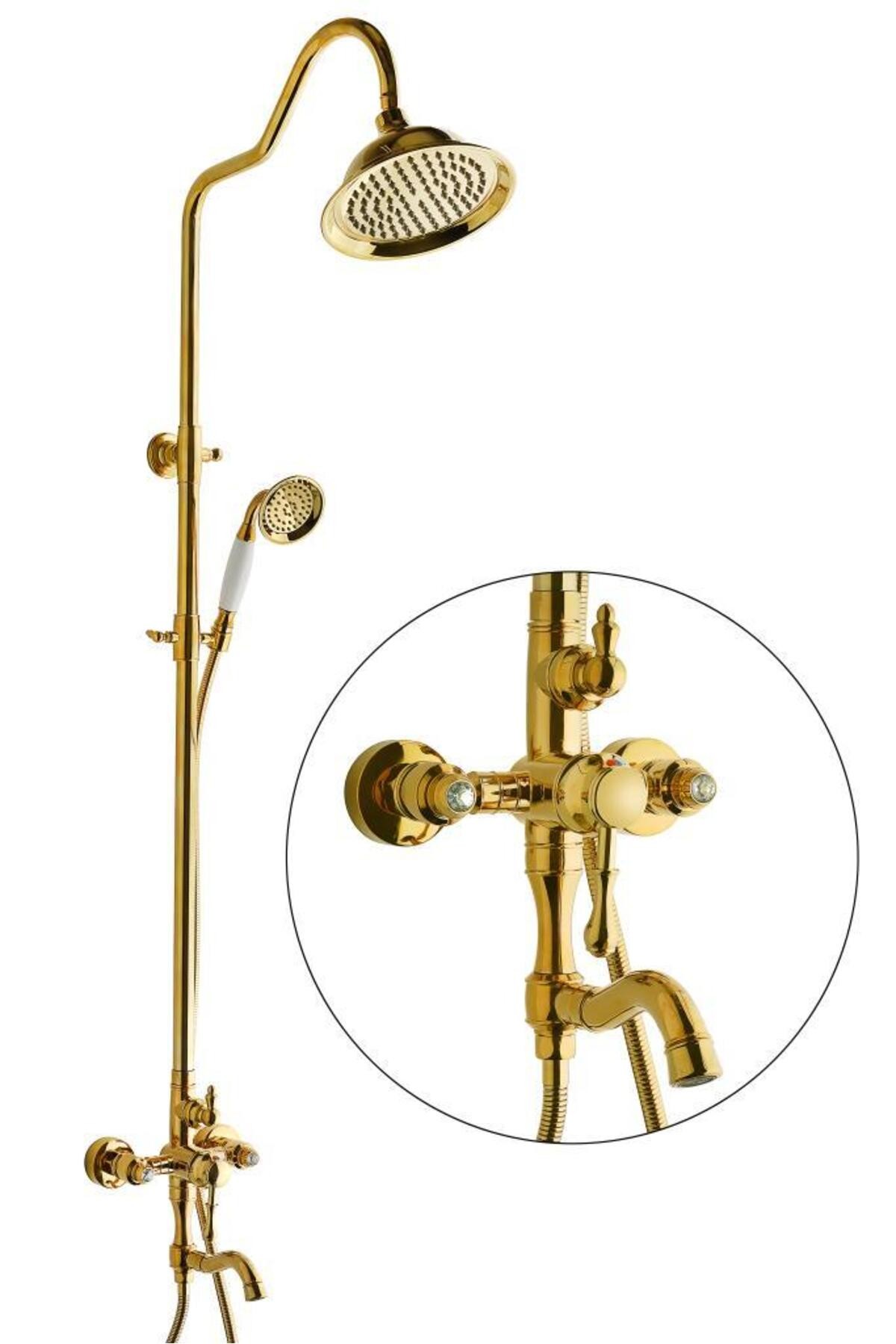 Classic Gold Yağmurlama Banyo Bataryalı Duş Seti