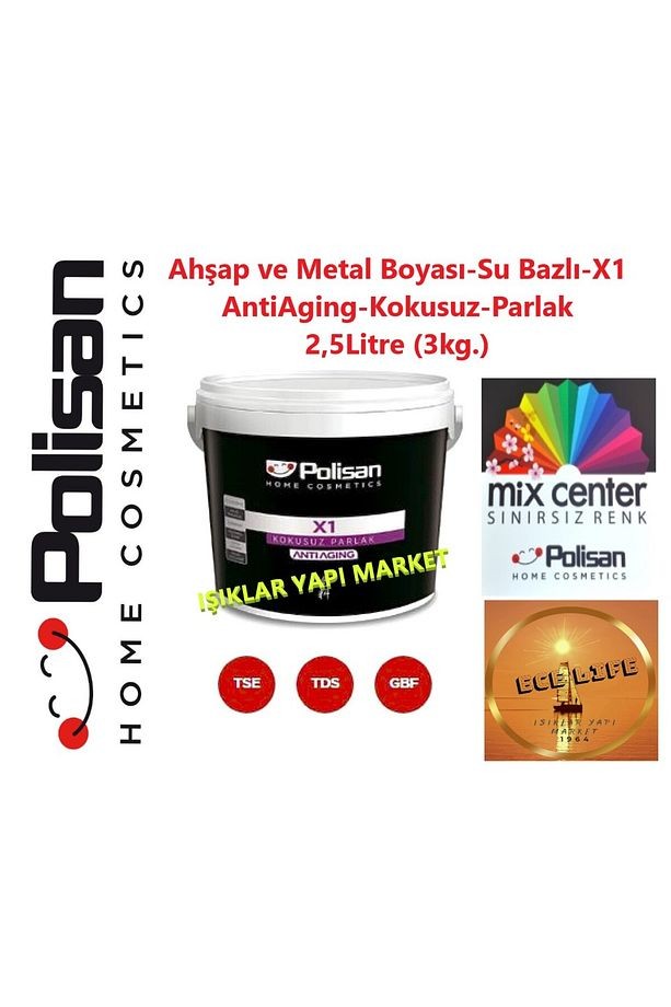 Ahşap&metal Boyası-su Bazlı-x1 Antiaging-kokusuz-parlak 2,5litre(3,20KG.)-gök Mavisi