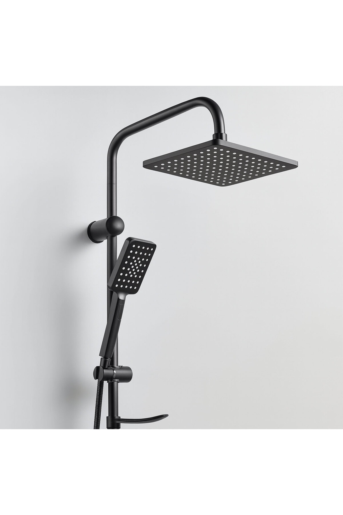 Robot Tepe Duş Seti Tam Takım Mat Siyah Lüks Yağmurlama Başlıklı Vidalı Duş Sistemi Banyo Duvar Tipi