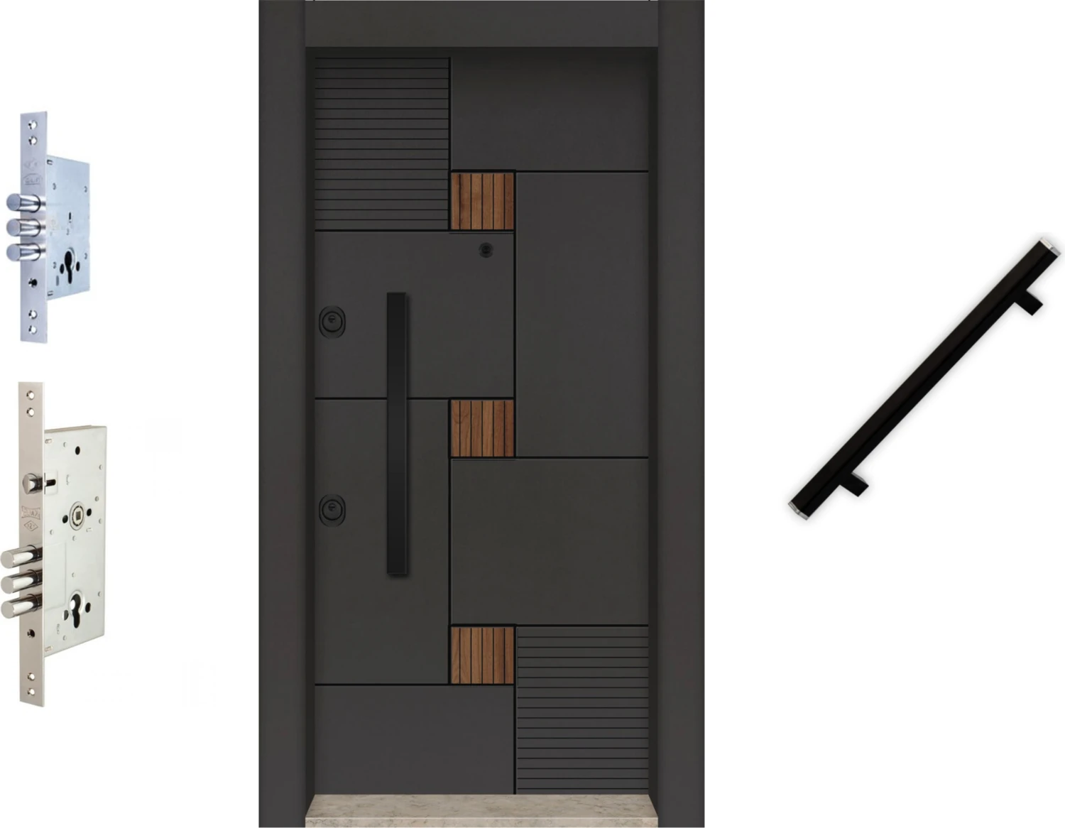 Laminoks Seri Çift Renk Çelik Kapı BY-1612 Sağ Açılım