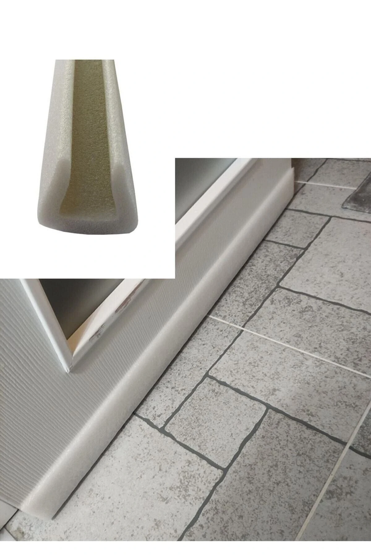 3 Adet Fiyatı - 90cm Kapı Altı Soğuk Kesici Isı Yalıtımı Süngeri Kapı Altı Rüzgarlığı . Beyaz Renk