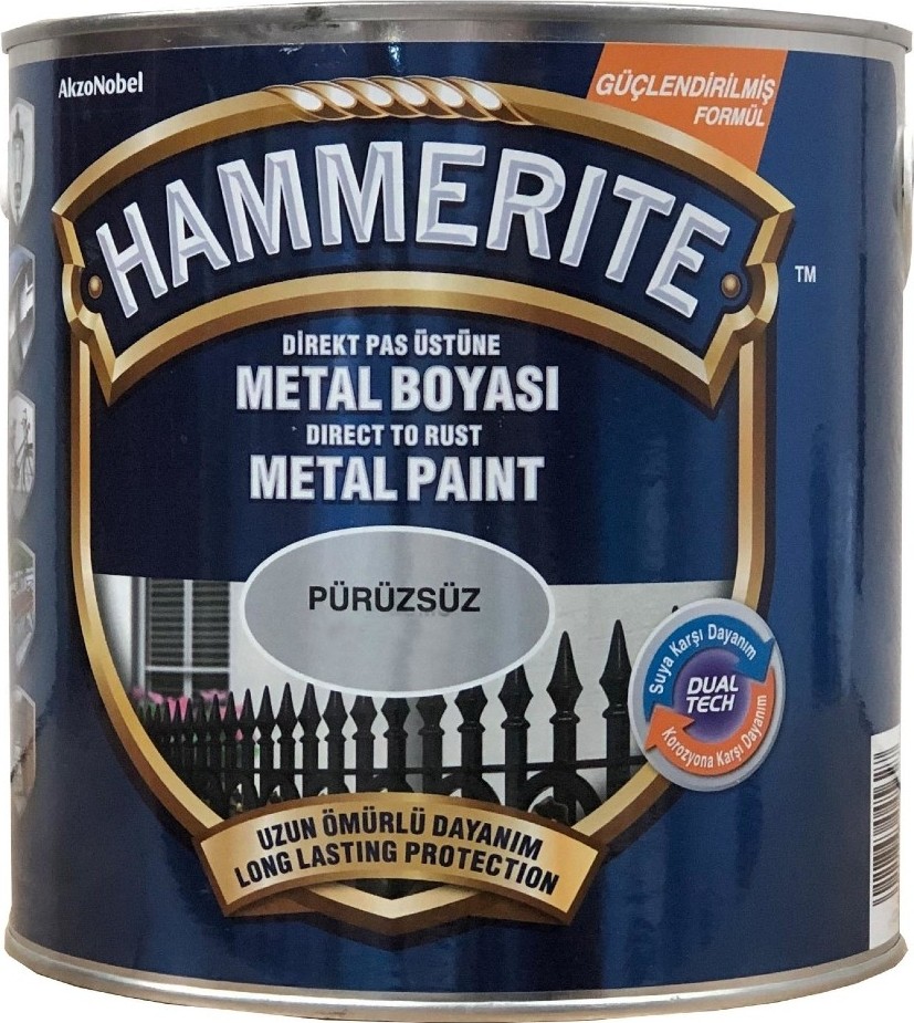 HAMMERİTE SU İTİCİ PAS ÖNLEYİCİ PÜRÜZSÜZ METAL BOYASI SİYAH 0,75 LT