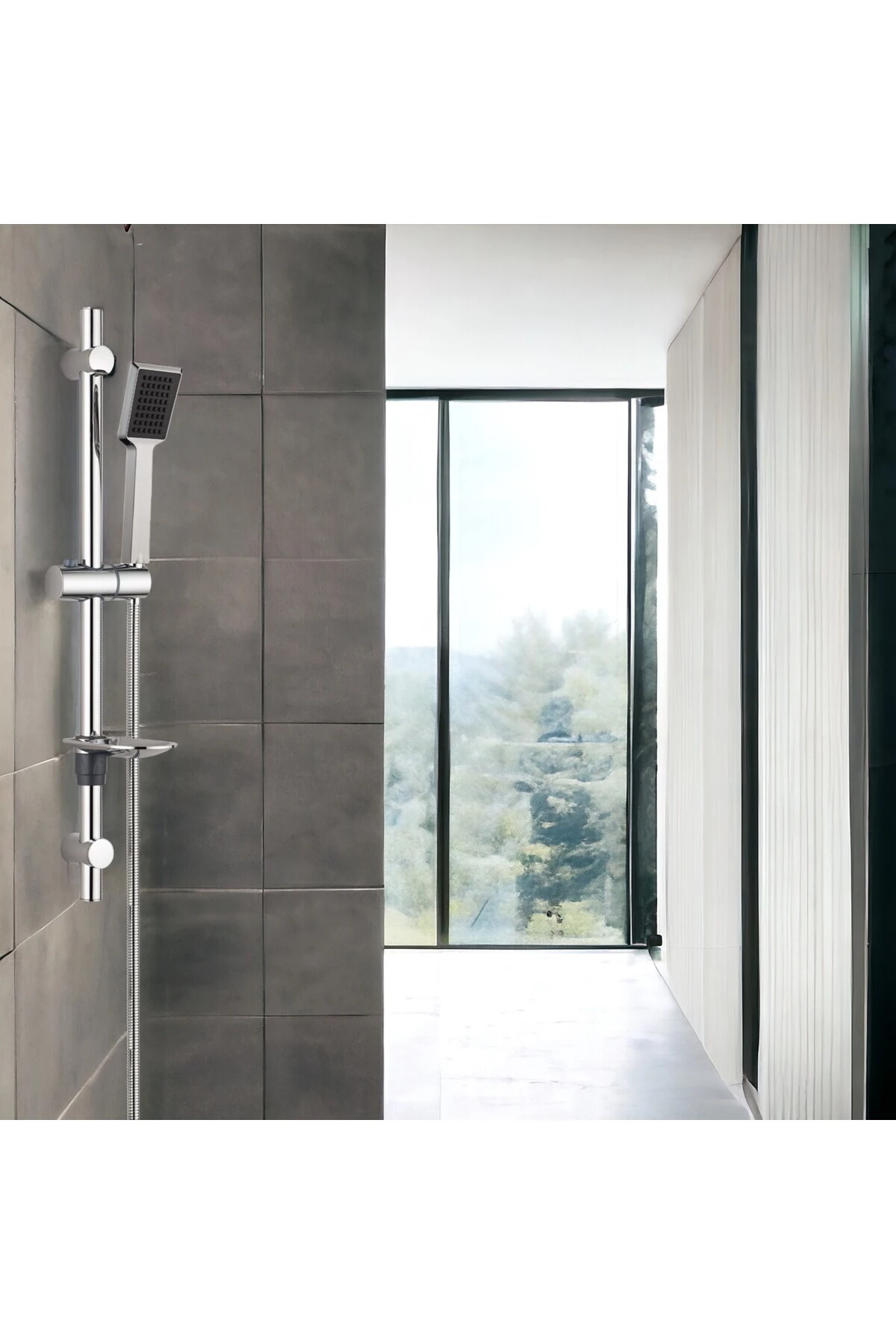 Spylos Banyo Bataryası T-may Arya Oval Borulu Hareketli Sürgülü Duş Seti Üst Takımı