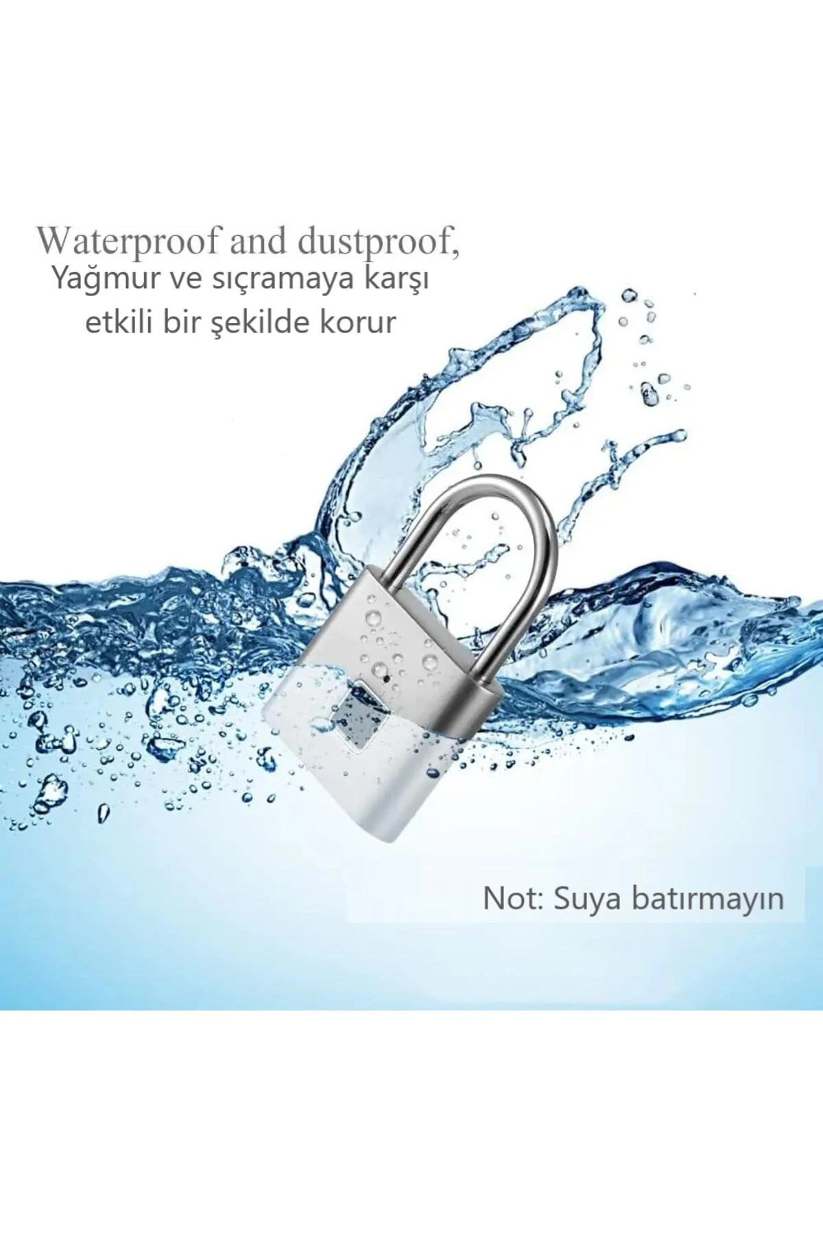 Parmak İzi ile Çalışan Şarjlı Asma Kilit Akıllı ve Güvenli Kilitleme Çözümü Su Geçirmez Anahtarsız