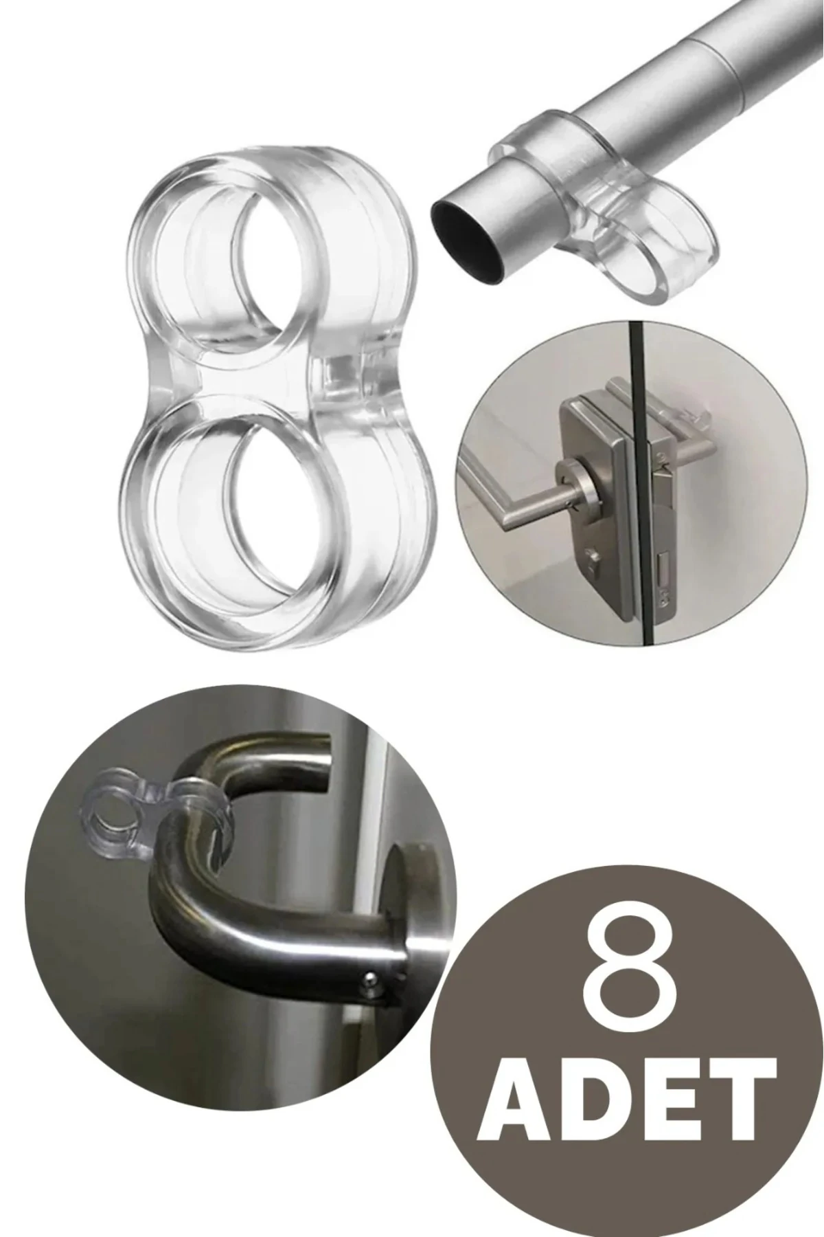 8 ADET Kapı Kolu Stoperi ve Pencere Kolu Stoperi Şeffaf Silikon Kapı Stoperi Kapı Kolu Tamponu