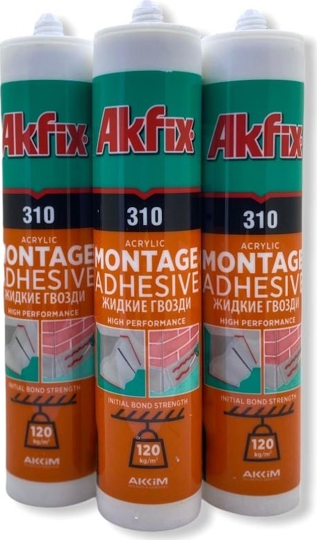 Akfix Kartonpiyer Stropiyer Yapıştırıcı Beyaz 310 ml x 3'lü Set Halinde