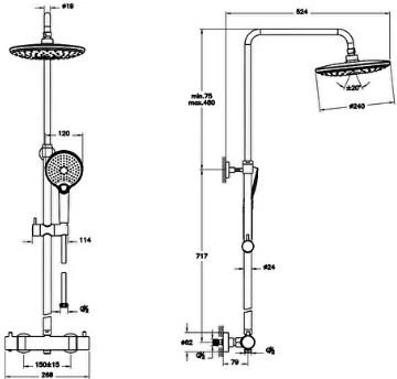 Aquaheat Bliss 240 2f Duş Sistemi , Mat Siyah