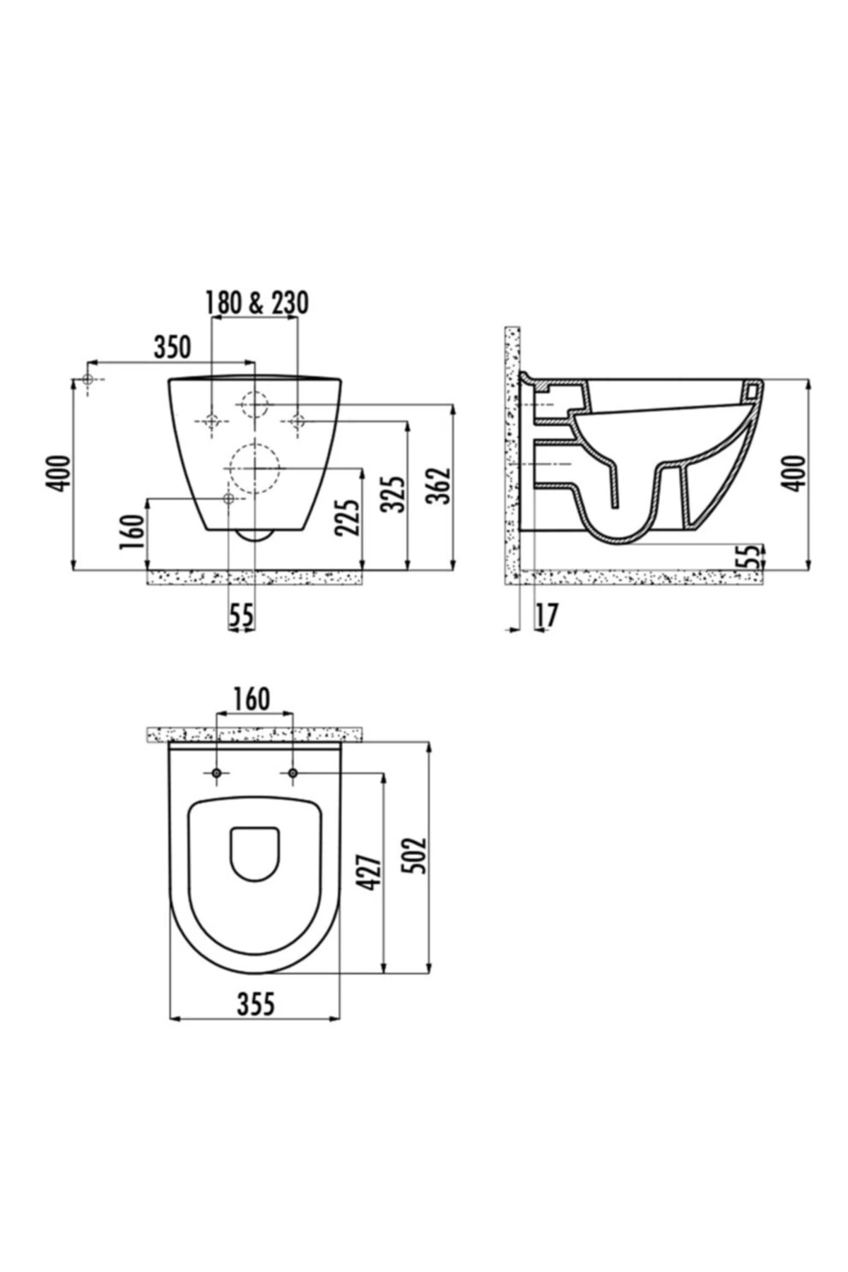 Tp325 Siyah Asma Klozet