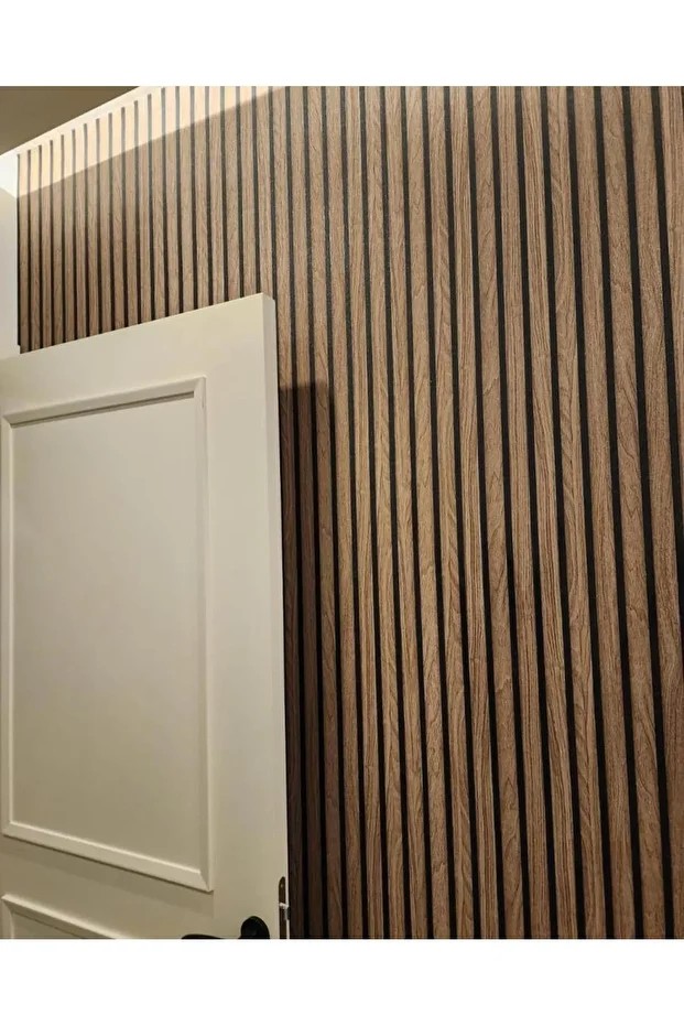 16 M² 1.Sınıf Kalite Silinebilir Lambri Panel Ahşap Duvar Çıtası Desenli Premium Duvar Kağıdı 3406