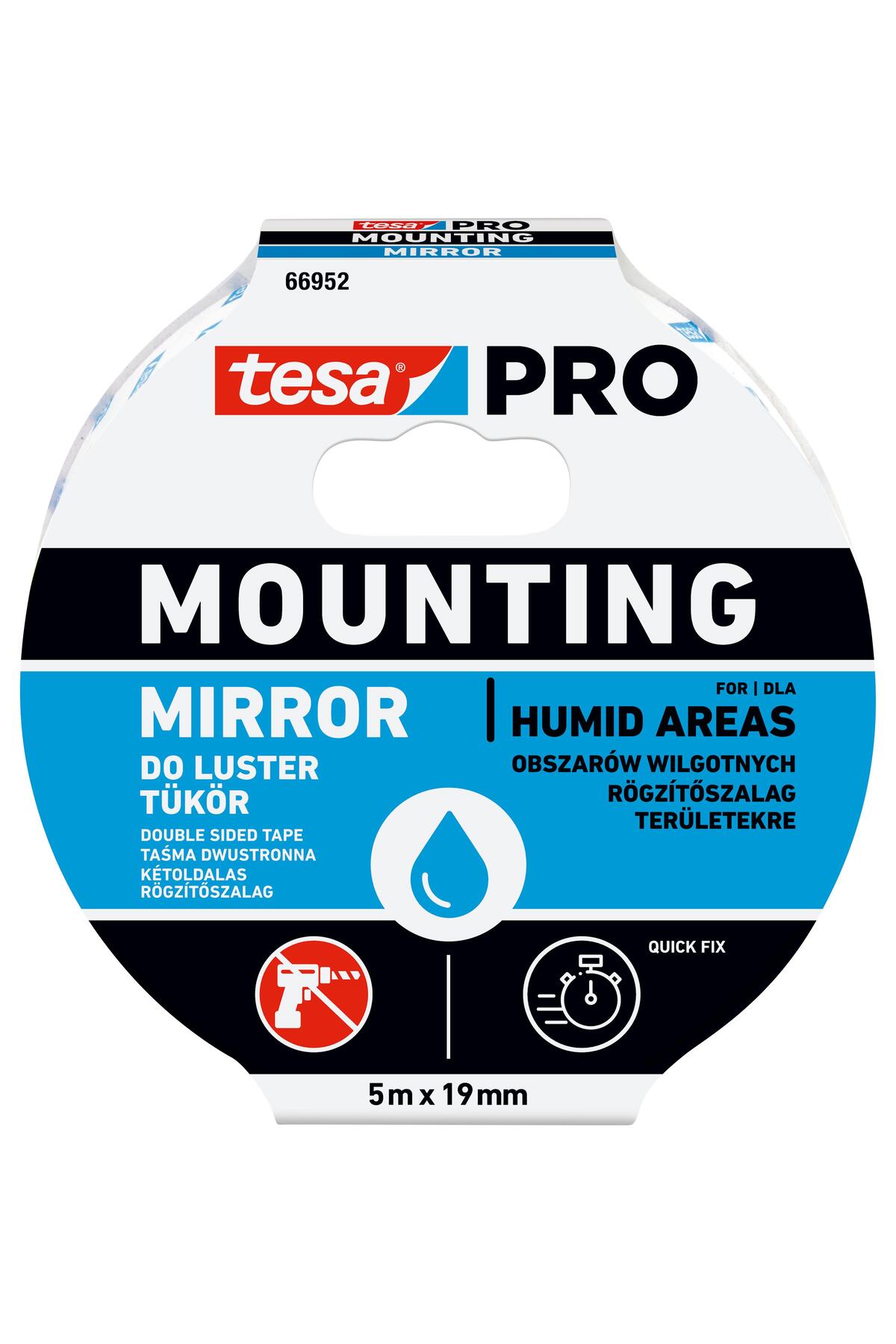 TESA Çift Taraflı Montaj Bandı - tesa PRO 66952 Ayna Montaj Bandı, 5m x 19mm