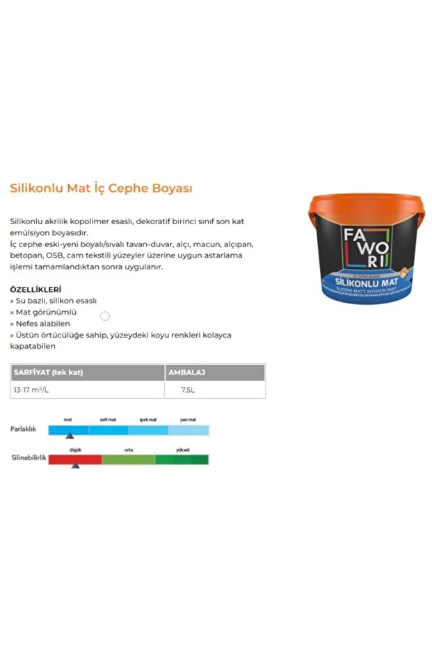 Silikonlu Mat Iç Cephe Boyası 7,5 L Şampanya