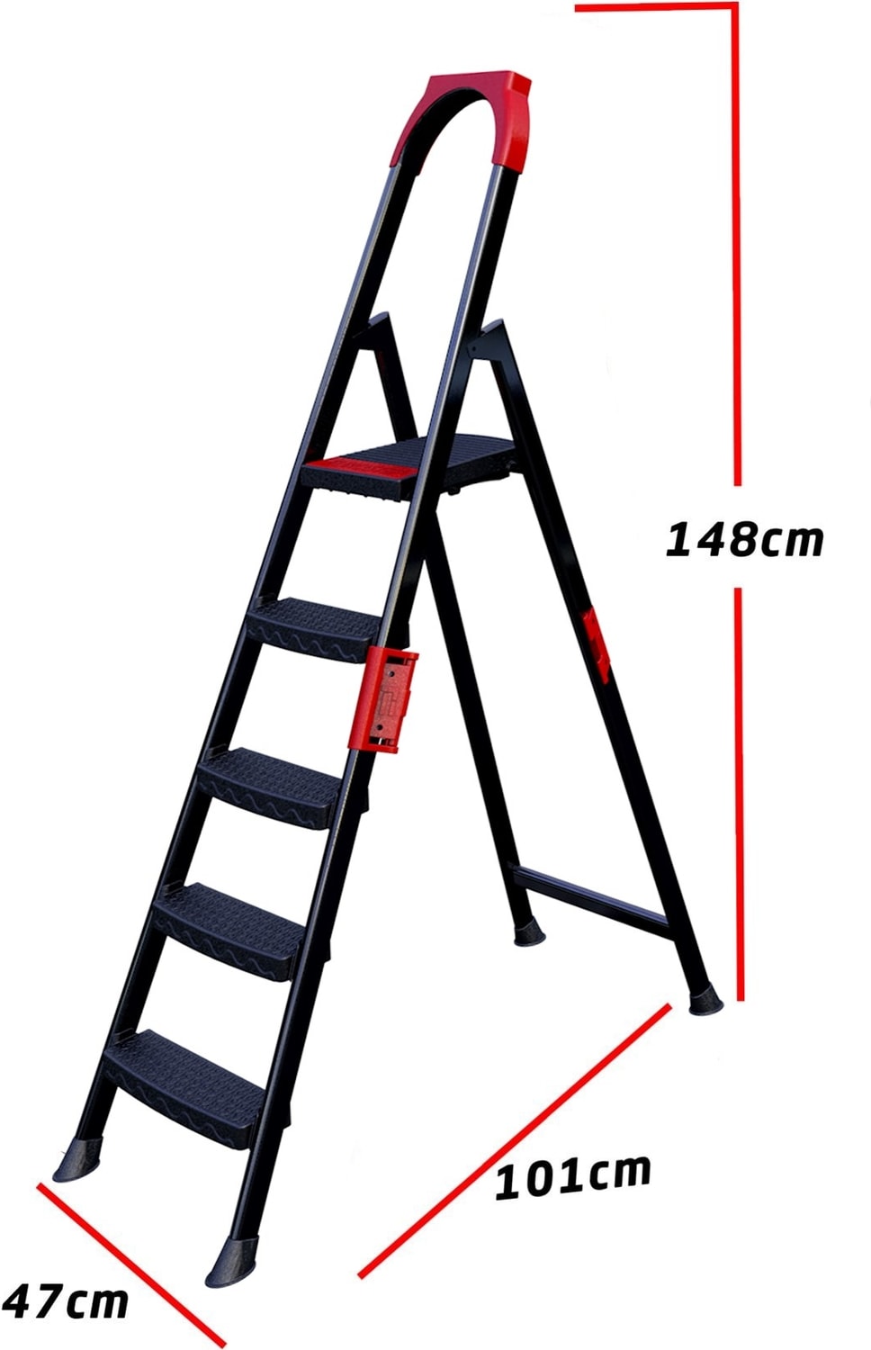 Anka Plus 4+1 Basamaklı Metal Siyah Merdiven