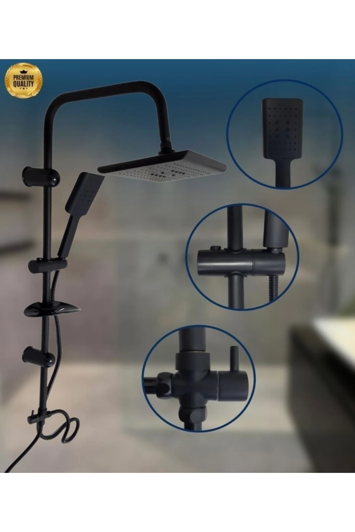 Kca Siyah Robot Duş Seti Yağmurlama Garantili