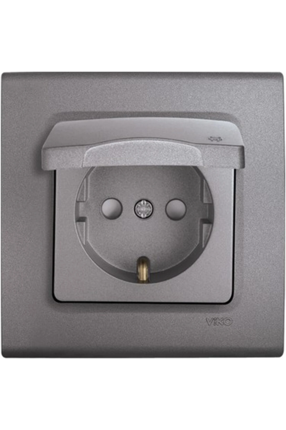 LİNNERA KAPAKLI TOPRAKLI PRİZ (ÇOC.KOR ) GRANİT GRİSİ (ÇERÇEVE DAHİL)