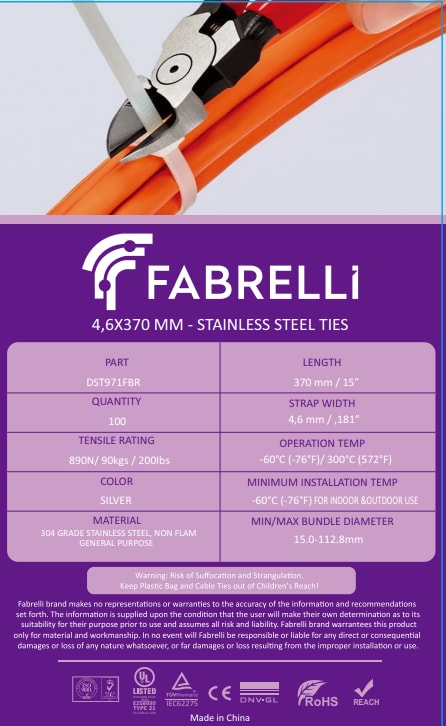 Paslanmaz Çelik Kablo Bağı ( 100 Adet )