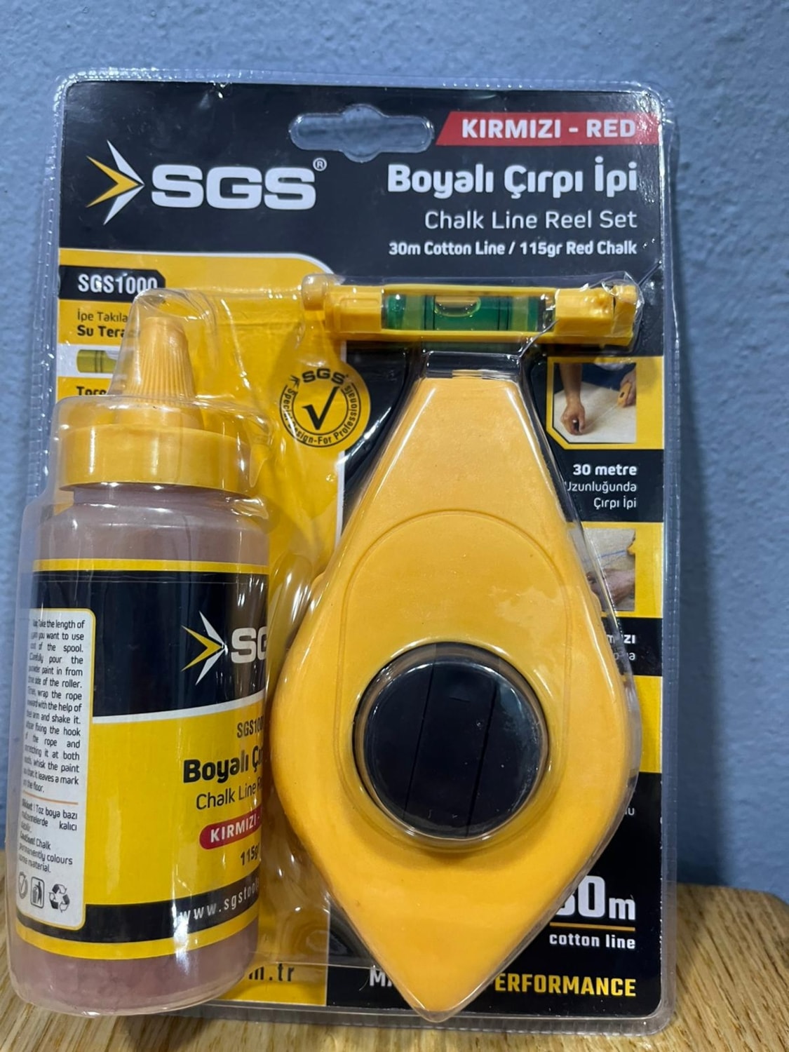 Boyalı Çırpı Ipi Seti 30M + 115GR Kırmızı Toz Boya | Su Terazili |