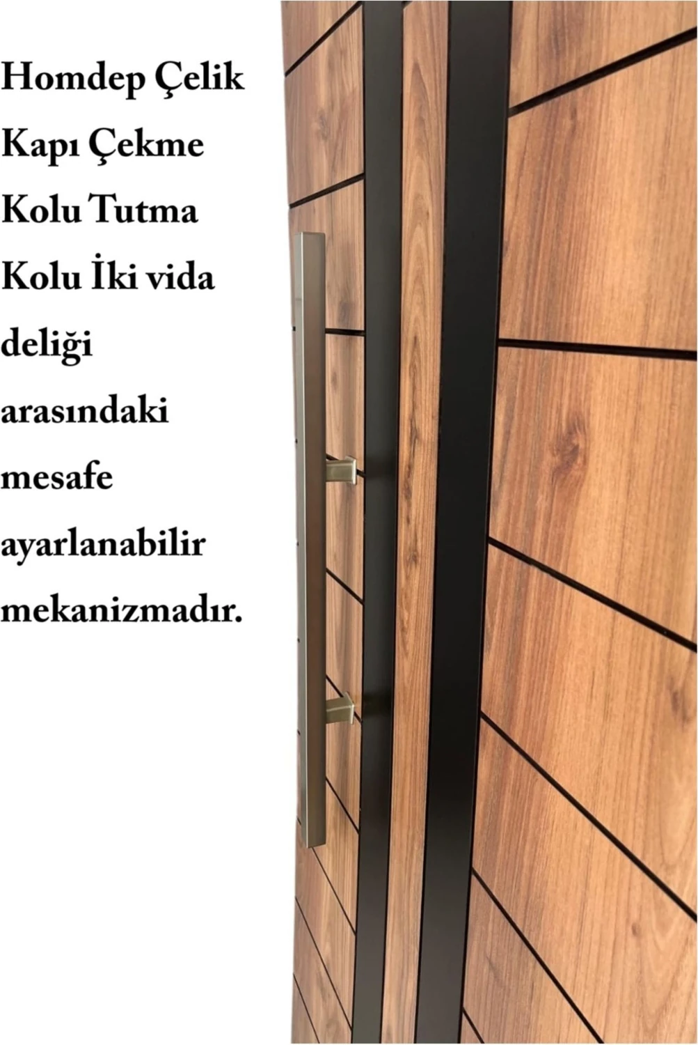 Saten Renk Çelik Kapı Çekme ve Tutma Kolu, Kare Model, 90CM