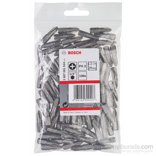 BOSCH - 100'Lü Paket - Ekstra Sert Seri Vidalama Ucu - Ph 2, 25 Mm