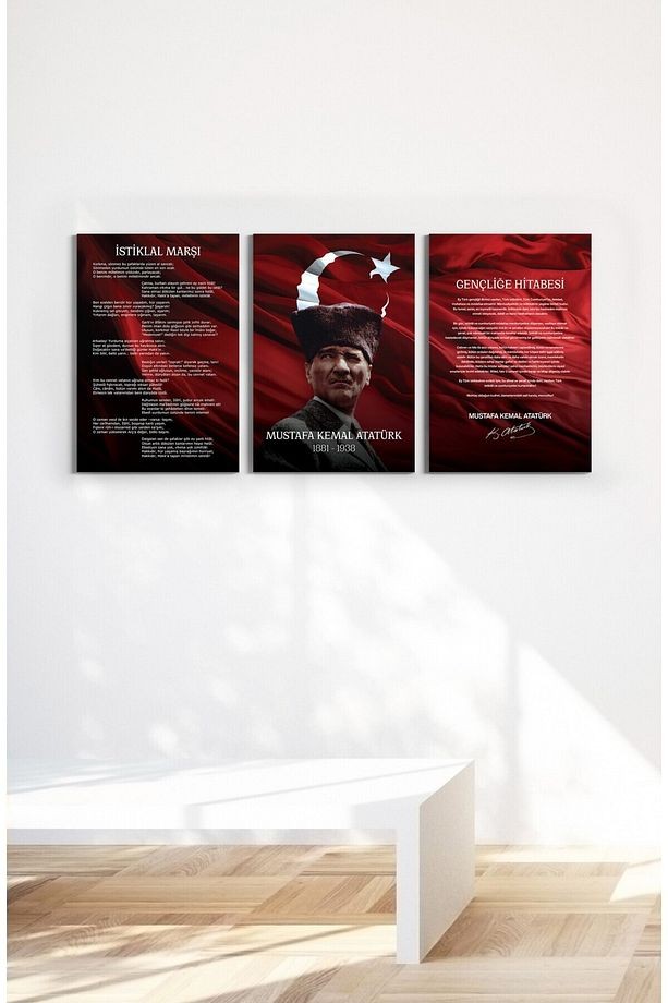 Atatürk Köşesi 3'lü Cam Tablo