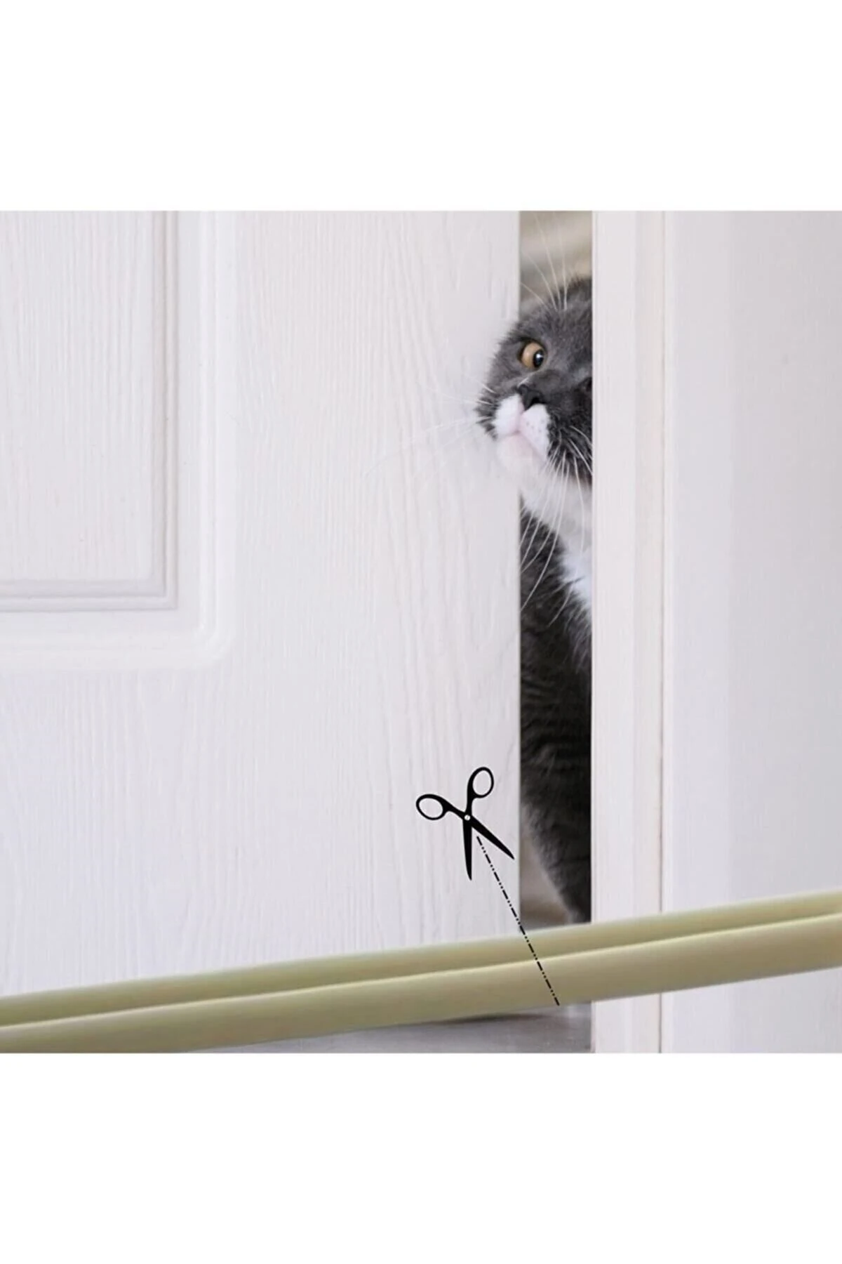 3 Adet Fiyatı - 90cm Kapı Altı Soğuk Kesici Isı Yalıtımı Süngeri Kapı Altı Rüzgarlığı . Beyaz Renk