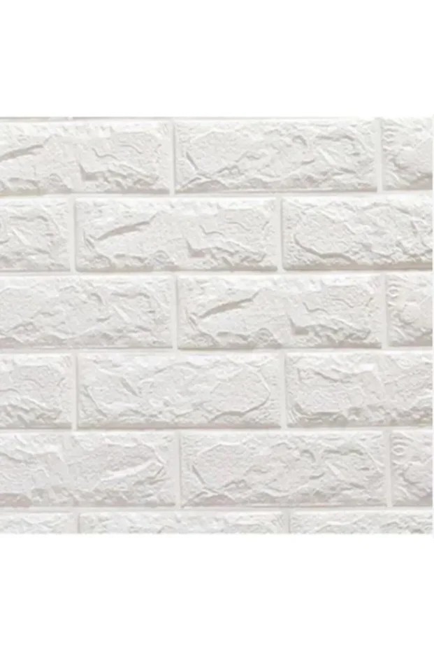 70x77 Cm 6 Adet Ekoslim 2mm Kendinden Yapışkanlı Sünger Beyaz Tuğla Duvar Paneli Kağıdı