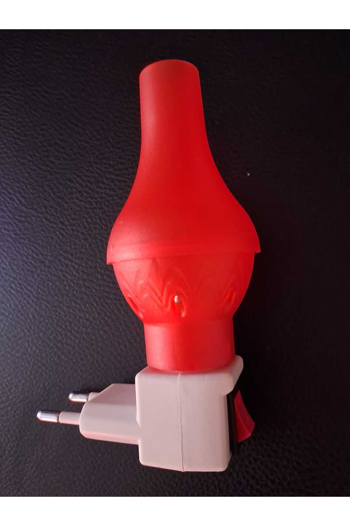 Gaz Lambası Dekorlu Anahtarlı E14  Duylu  Kırmızı Gece Lambası