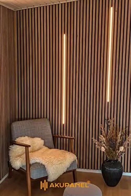 Flex 60X245 cm Ceviz Renk Akustik Ahşap Duvar Paneli