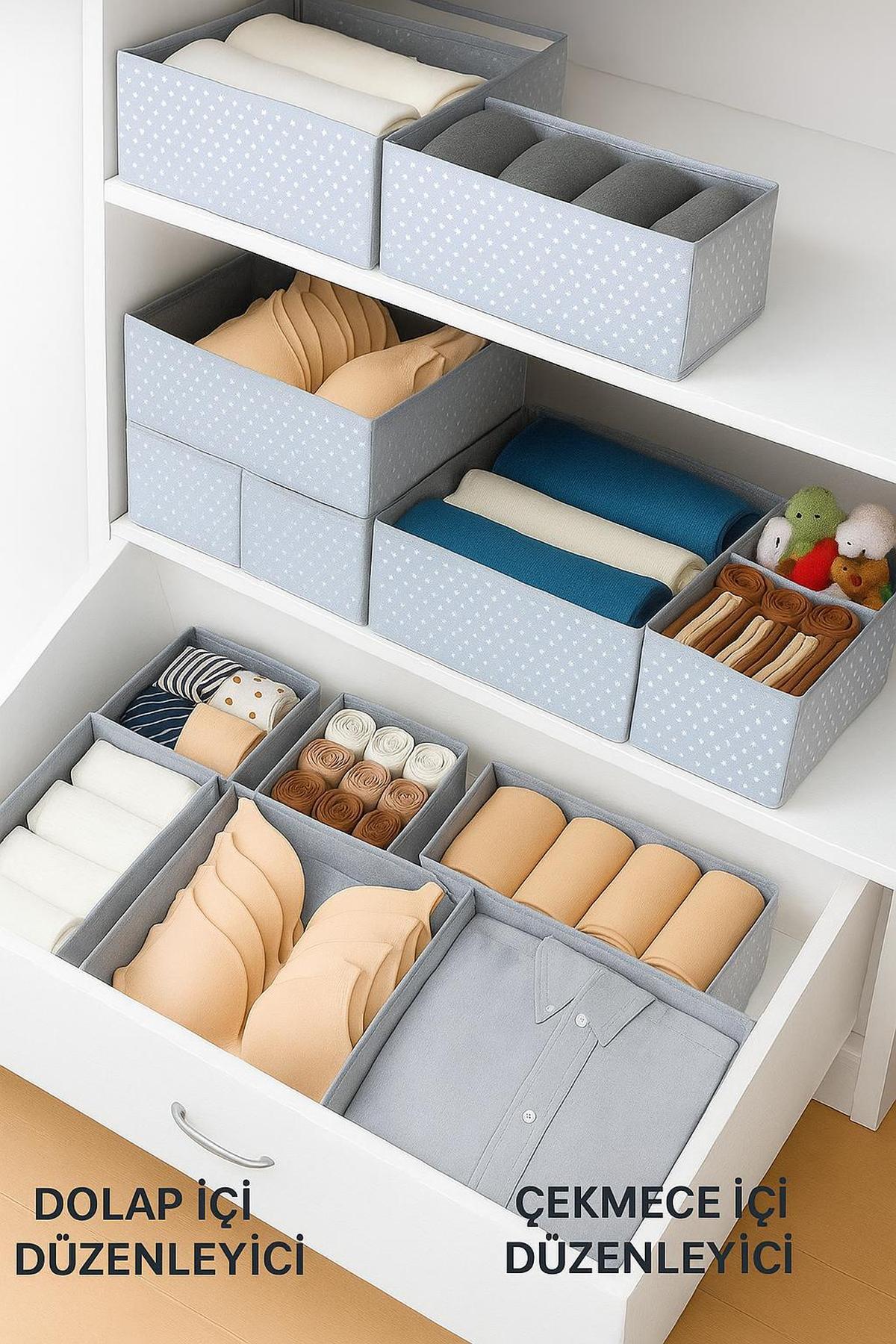 6'lı puantiye desenli - Çekmece Dolap içi Düzenleyici Kutu