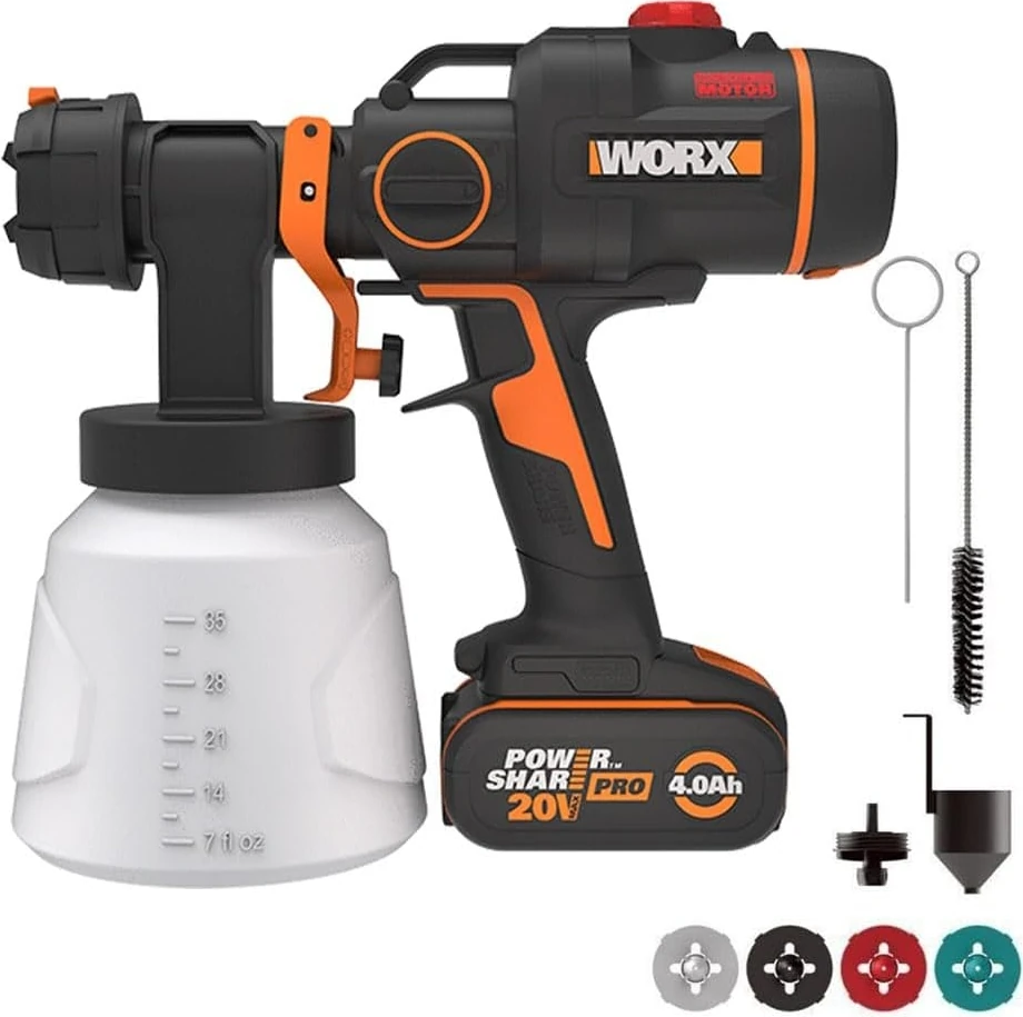 WX020 20VOLT 4.0AH. Li-Ion Tek Akülü Şarjlı Kömürsüz Devir Ayarlı Tabancası + 4 Parça Yedek Nozul/meme