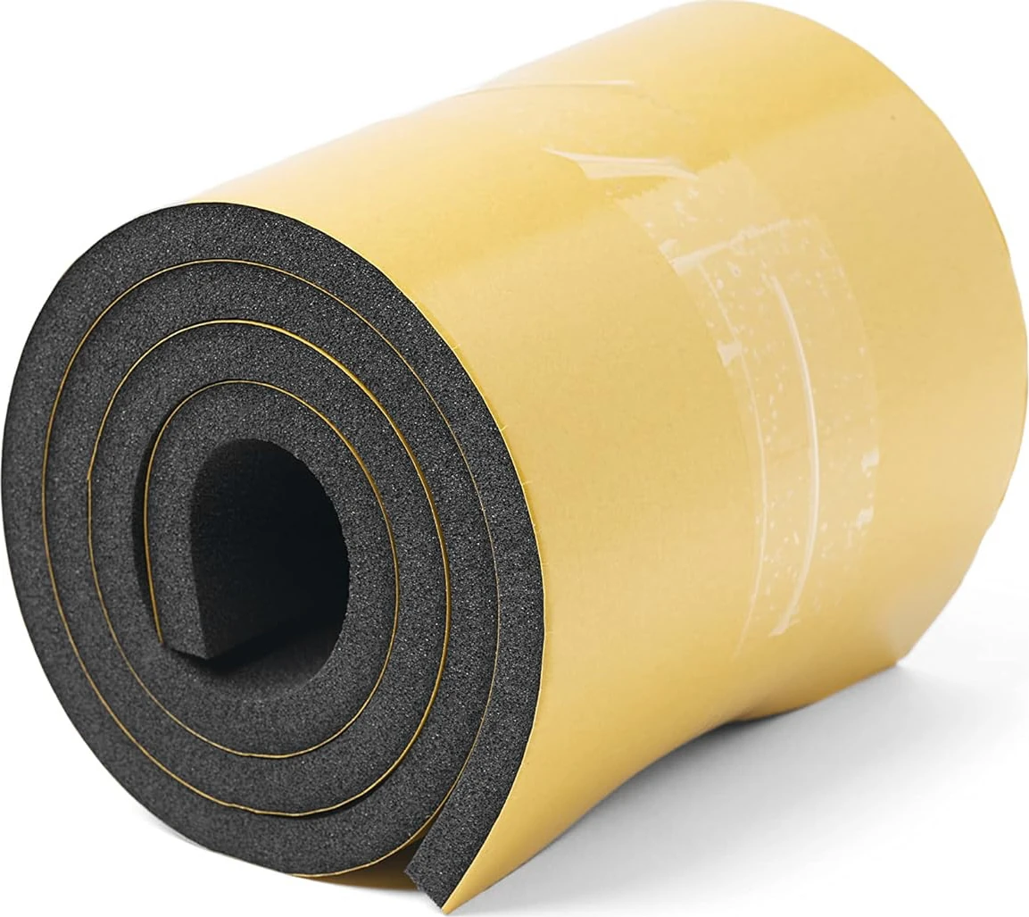 Yapışkanlı (5 MM EN:20 CM X 1 MT) Oto Araç Motor Ses Isı Yalıtım Izolasyon Bandı Kauçuk Sünger