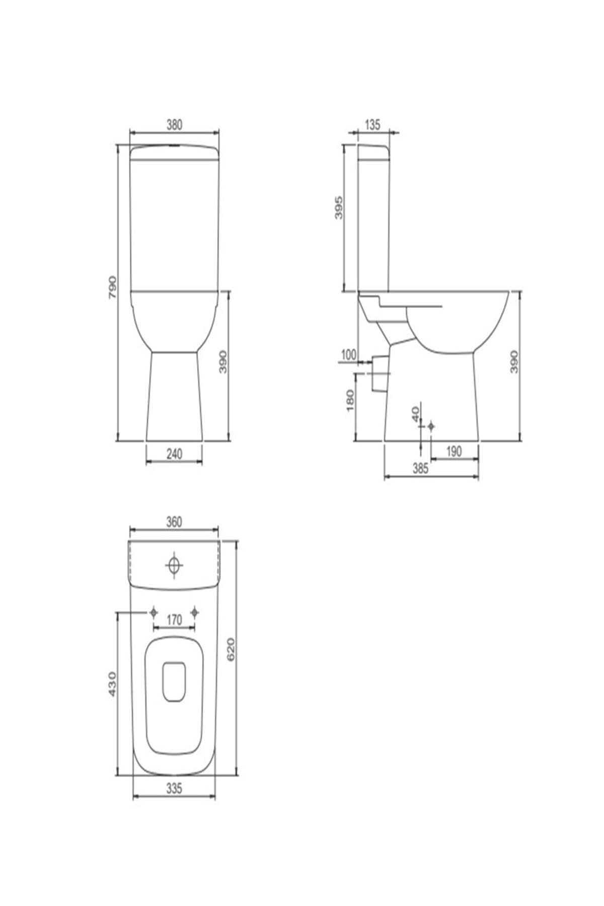 Duru Alttan Çıkışlı Klozet (Kapak Ve Iç Takım Dahil)