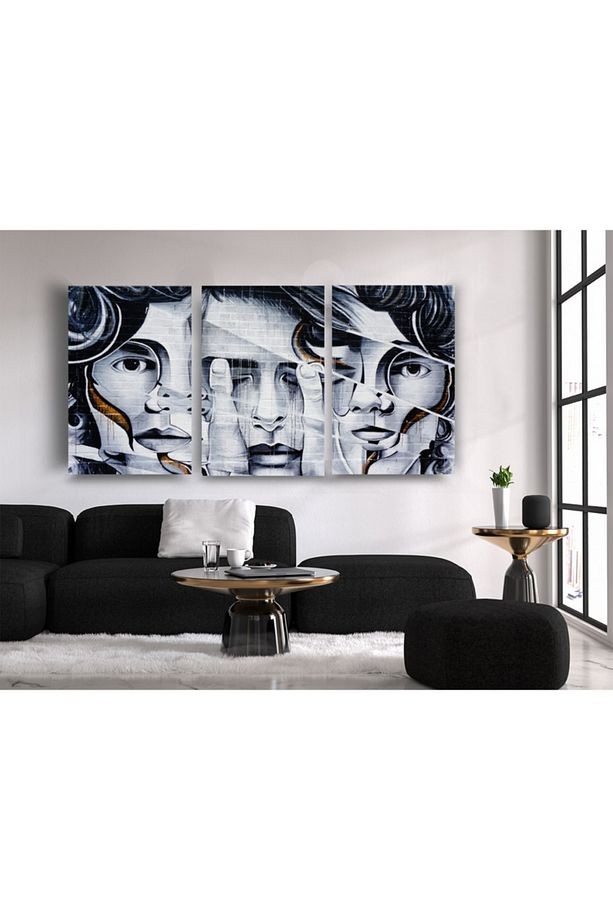 Adam Yüzü Soyut Cam Tablo, Modern Tablo, Insan Siluetleri, Duvar Dekor, Büyük Tablo, Cam Duvar Tablo