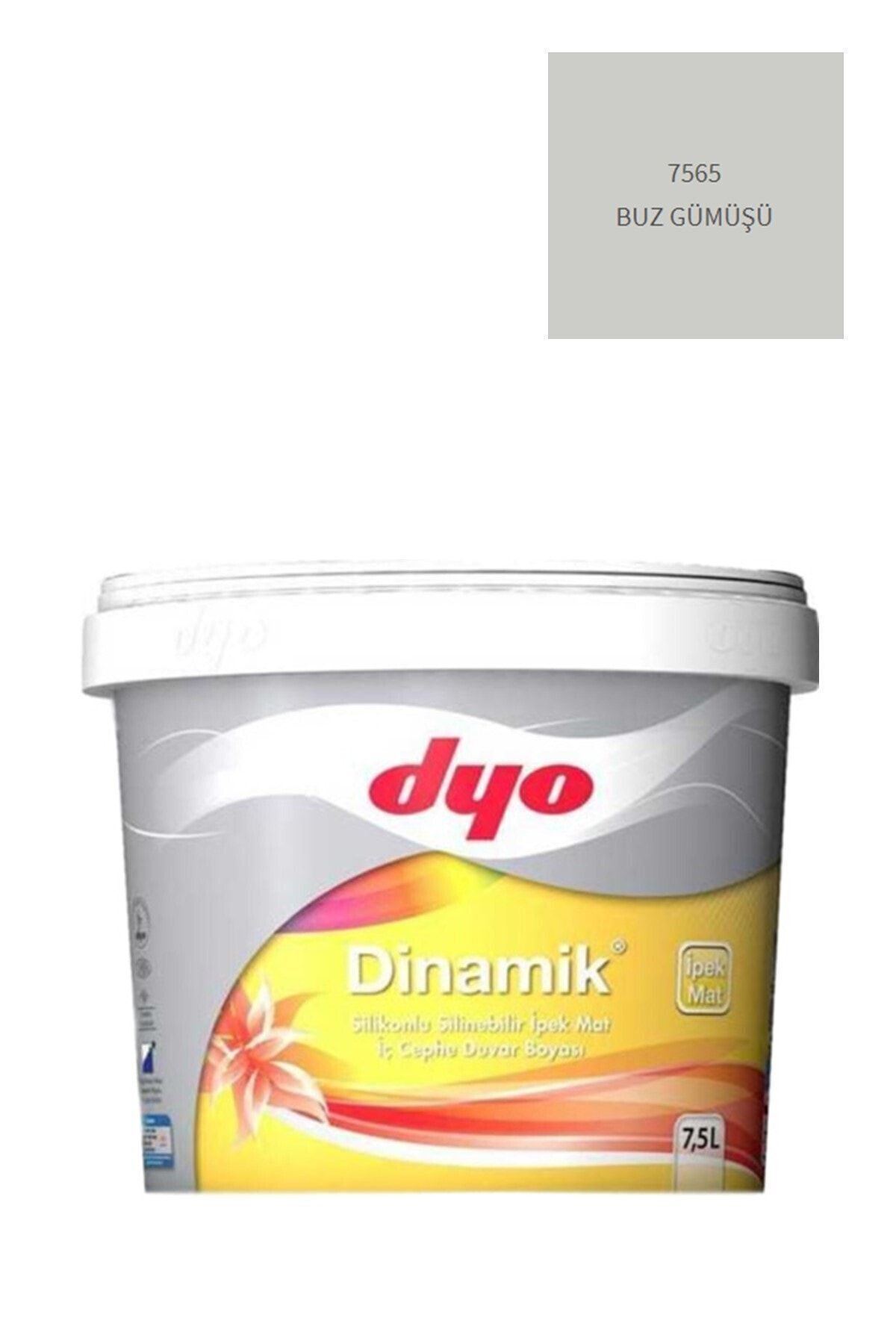 Dinamik Silikonlu Silinebilir Ipek Mat Iç Cephe Duvar Boyası 7565 Buz Gümüşü 7,5 Lt