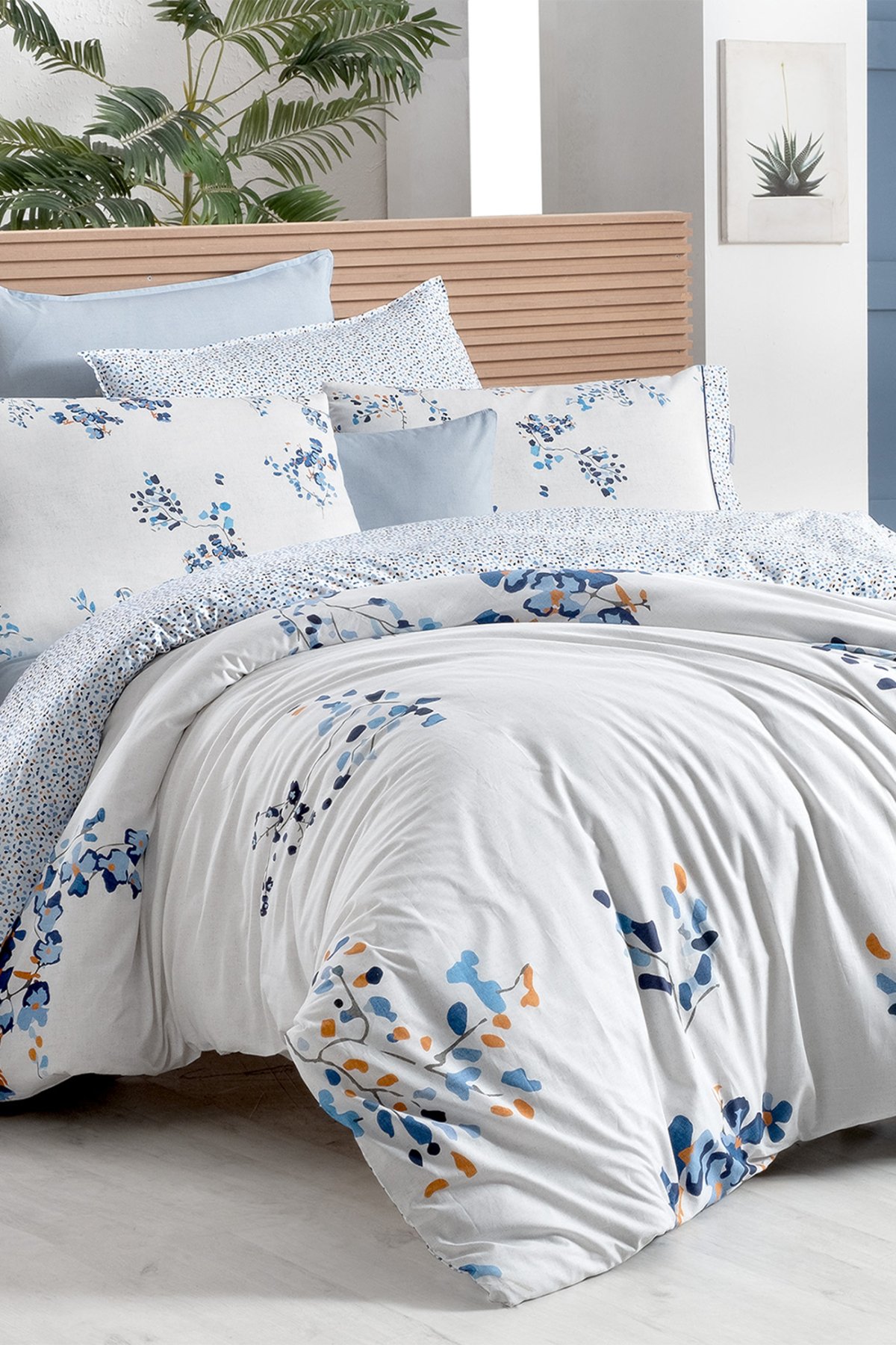 Bonamy Mavi King Size (Battal Boy) %100 Pamuk Nevresim Takımı