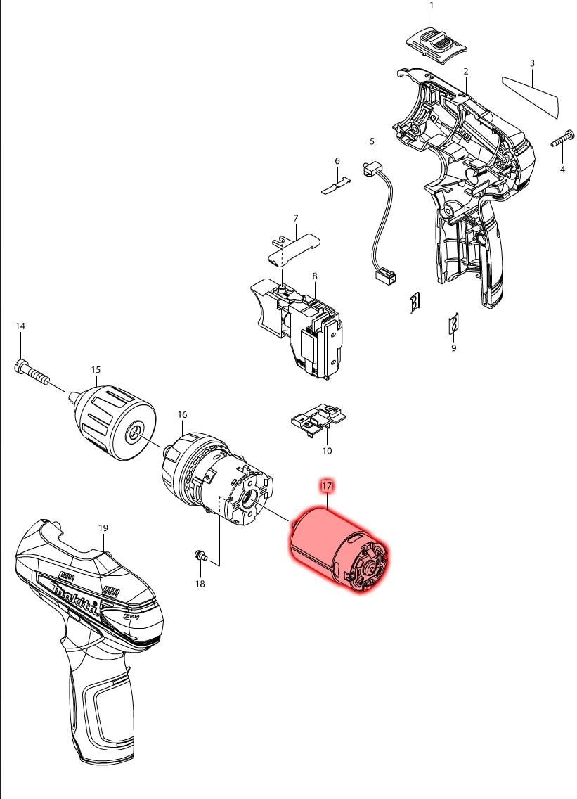 MAKİTA DF330D Motor Ürün Kodu 629853-4