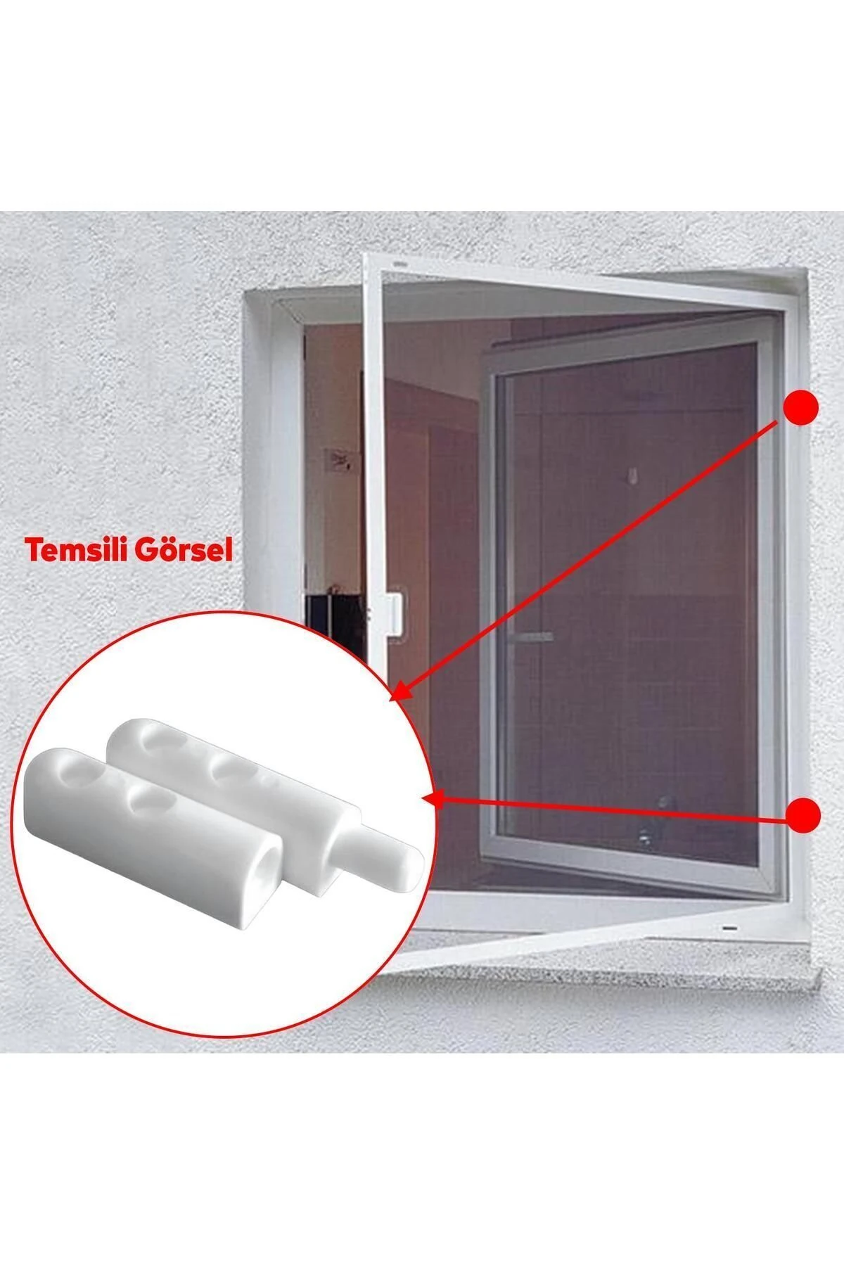 Pimapen PVC Pencere Kapı Sineklik Menteşesi Pimli Plastik Pratik Açma Kapama Hareket Aparatı 2 Adet