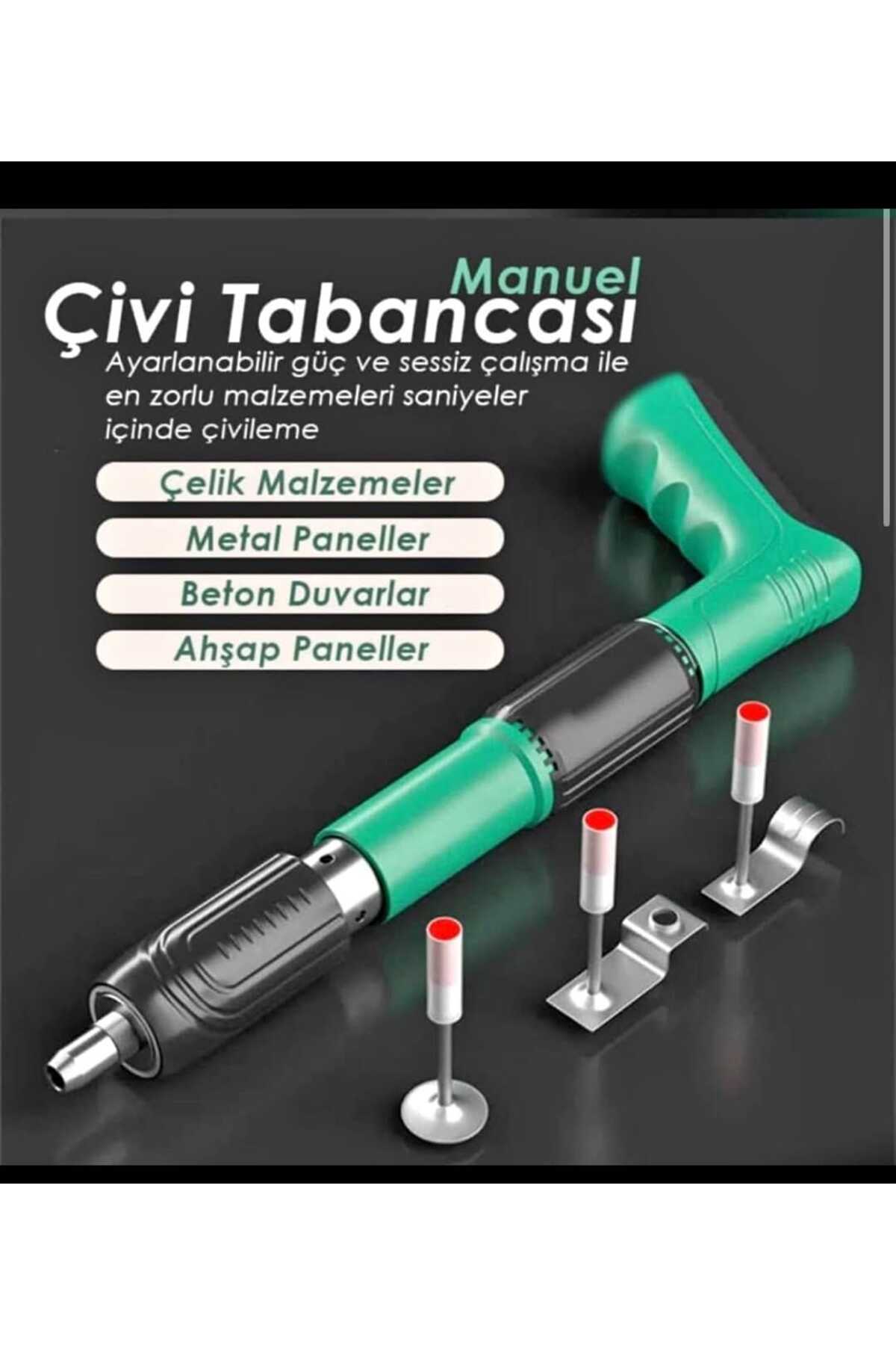 Mekanik Çivi Tabancası Beton Ve Çelik Çivi Tabancası Zımba Perçin Tabancası 25 Adet Çivi Hediye