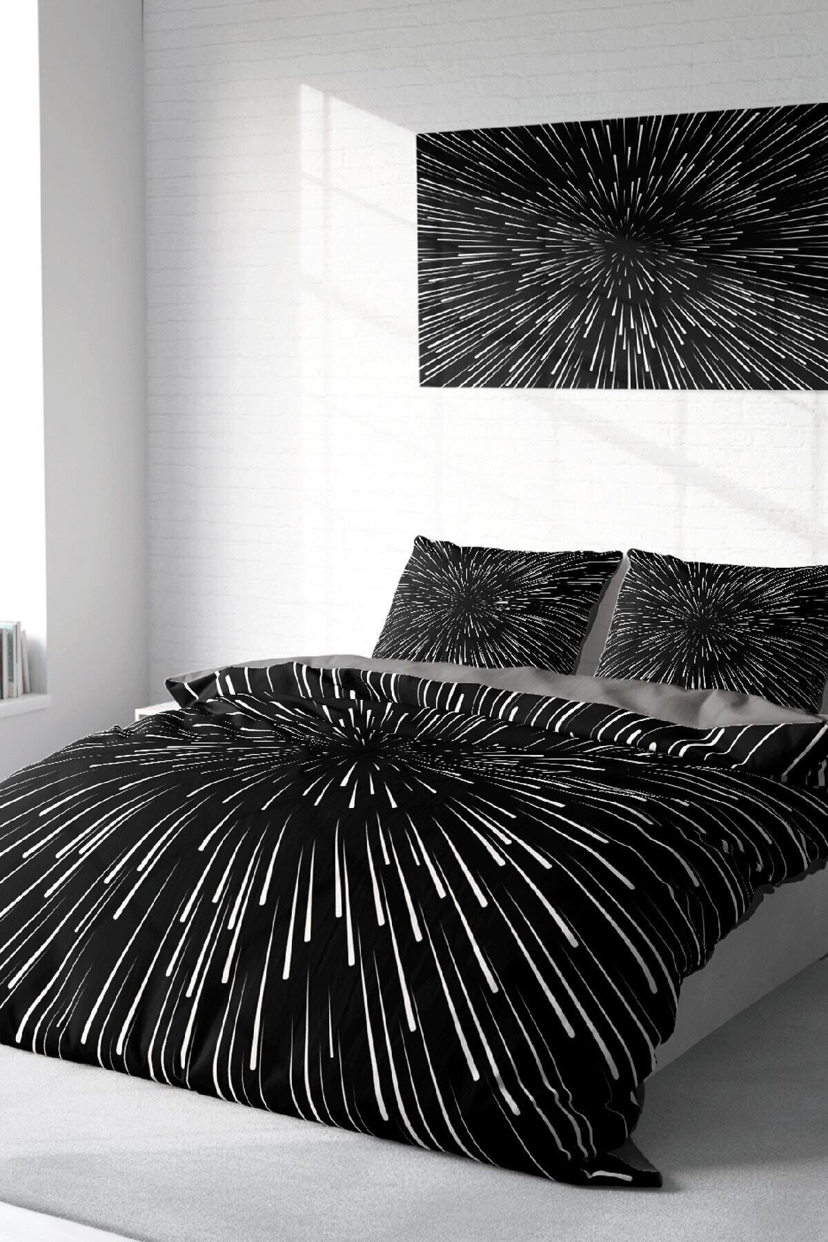 Kıng Sıze Galaxy Star 3d Pamuk Saten Çift Kişilik Nevresim Takımı 220x240cm