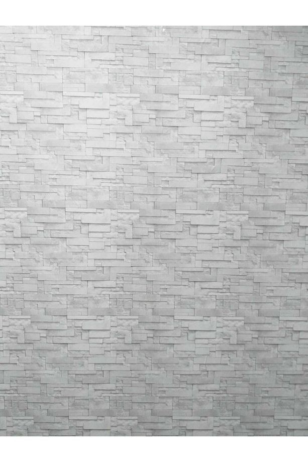 Oskar White Doğal Taş Görünümlü Açık Gri Duvar Kağıdı(5m2)