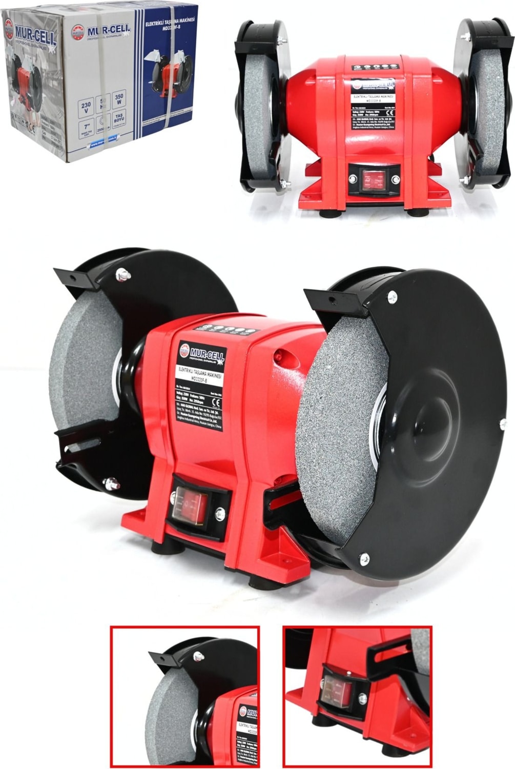 MD3220F-B Elektrikli Taşlama Makinesi 350W Çark Motoru Zımpara 2950 Rpm Balta Bıçak Bileme
