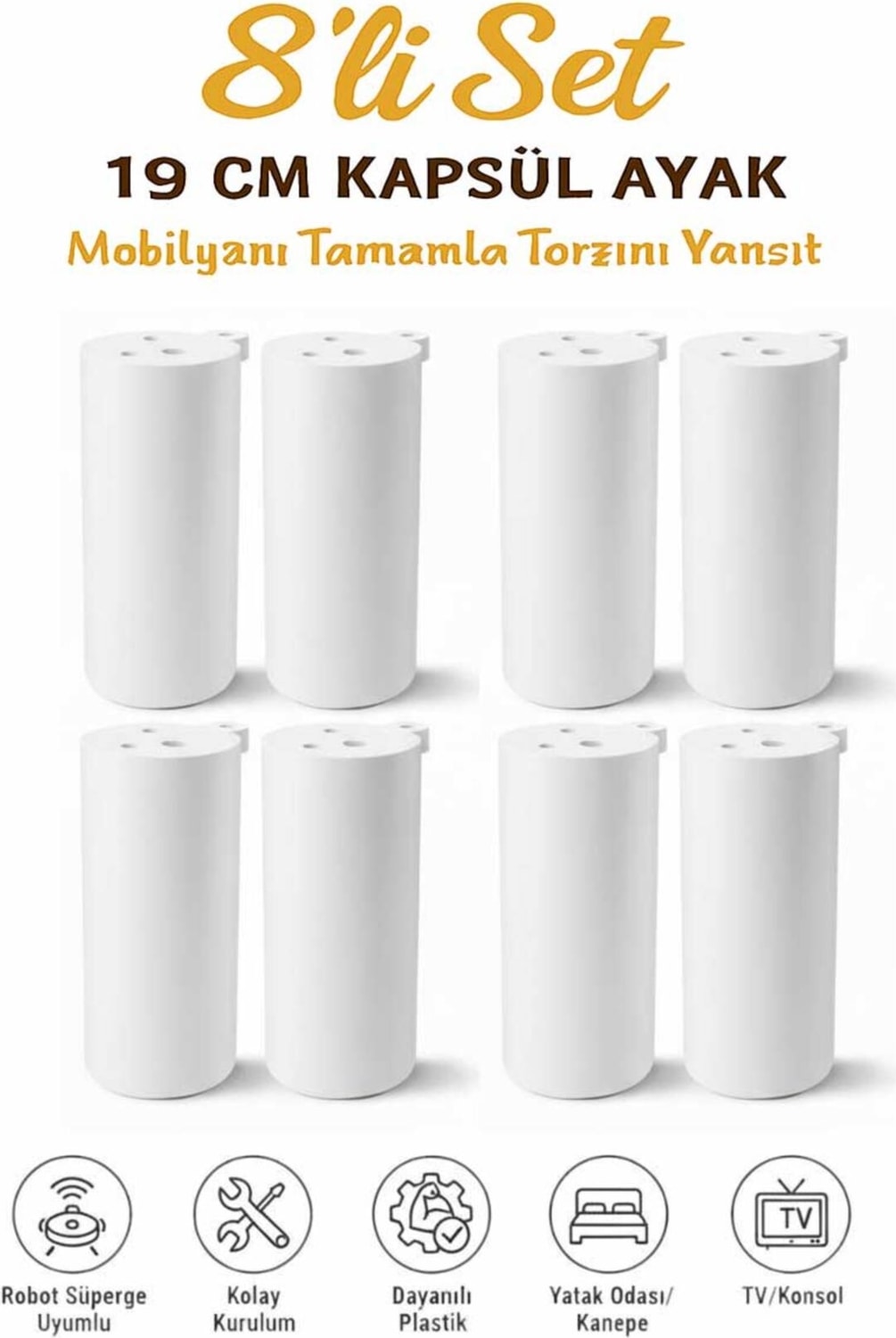 Kapsül Bohem 15 cm Mobilya Kanepe Sehpa Tv Ünitesi Koltuk ve Konsol Ayağı