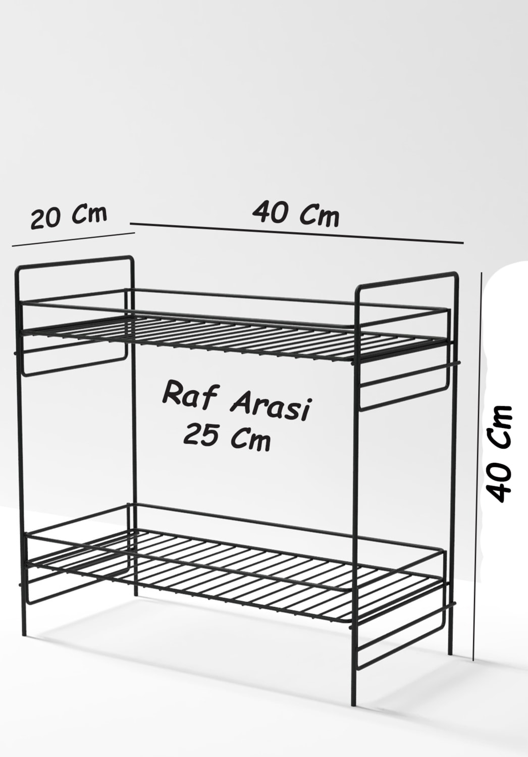 2 Katlı Evye Tezgah Altı Raf Banyo Mutfak Dolabı Çok Amaçlı Düzenleyici Deterjanlık Organizer 20X40