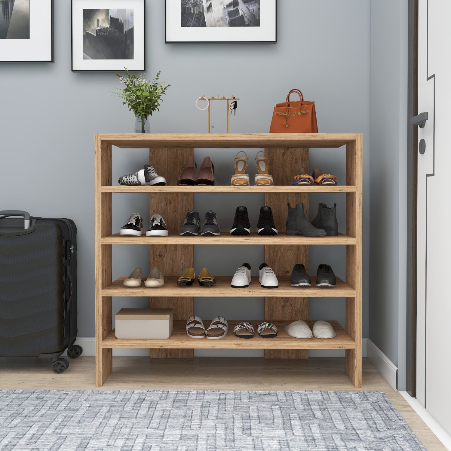 Sargel Raflı Modern Tasarım Ayakkabılık, Atlantik Çam - Sargel