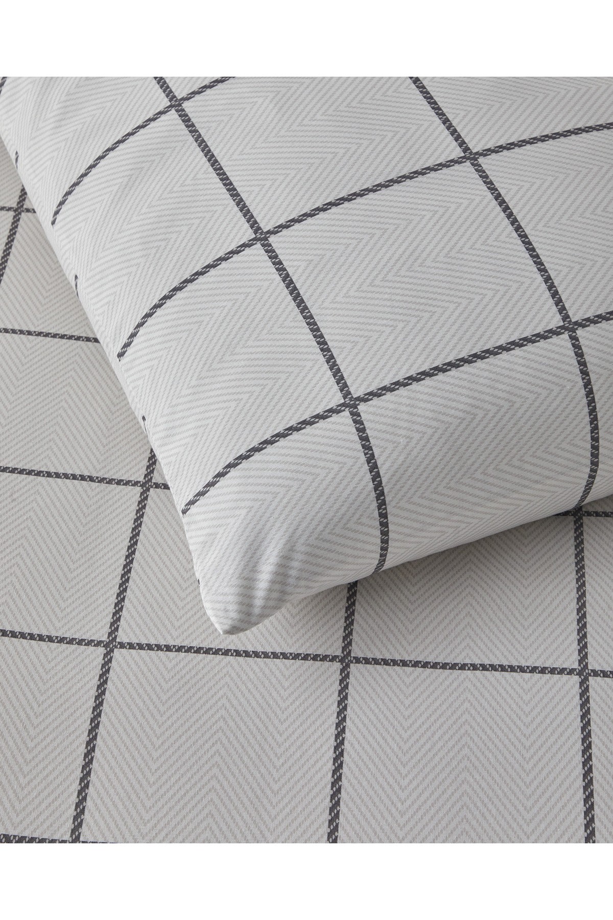 Plaid Wave Kolay Ütülenir Çift Kişilik Nevresim Takımı 200x220 cm Gri