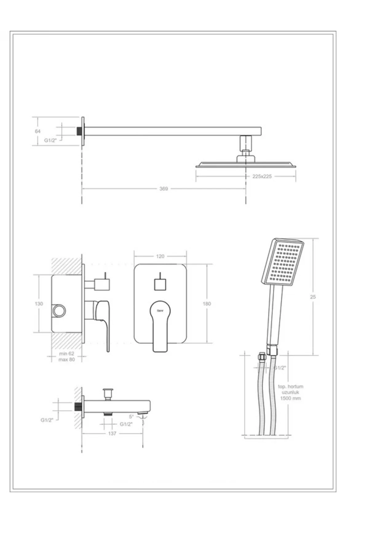 ANKASTRE BANYO SETİ 2 YOLLU