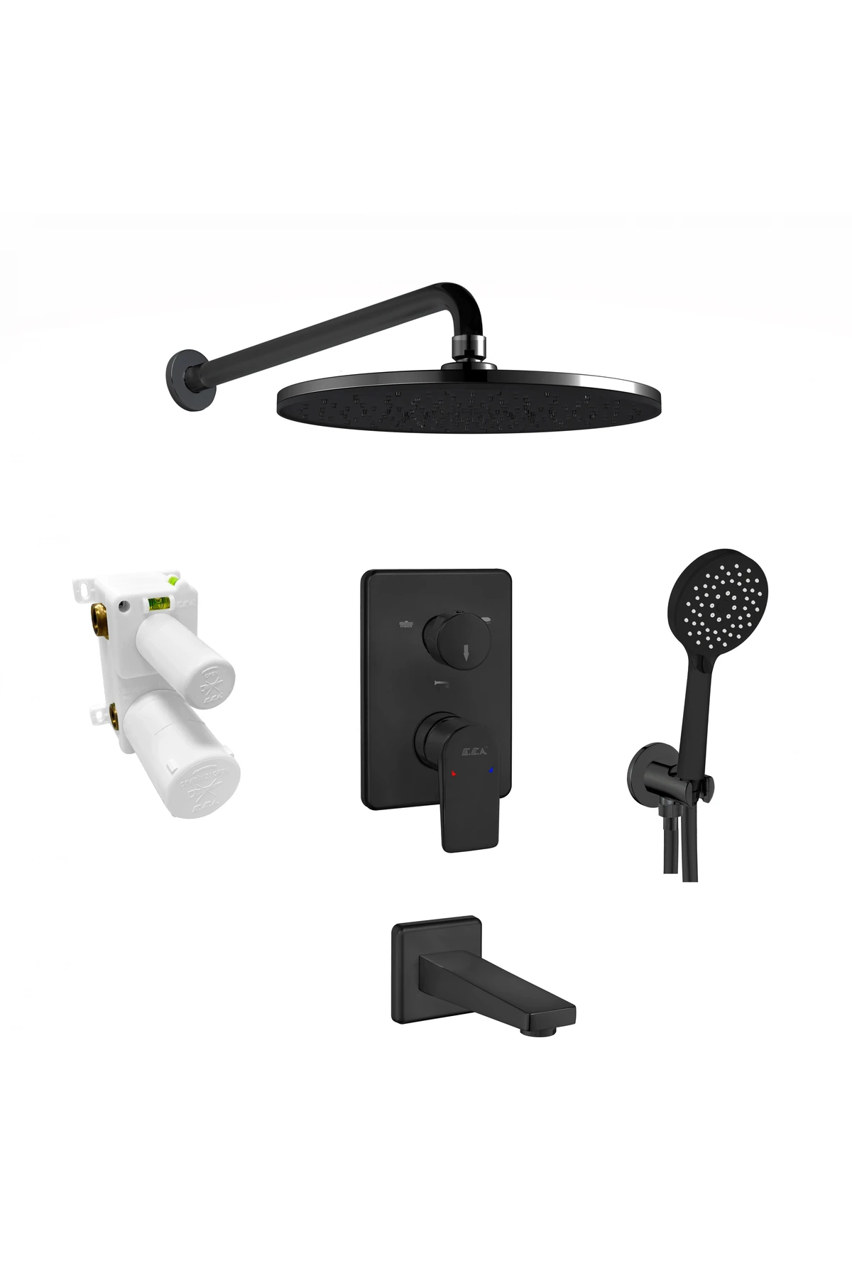 Dalia Ankastre Duş Sistemi Mat Siyah 3 Yollu Set