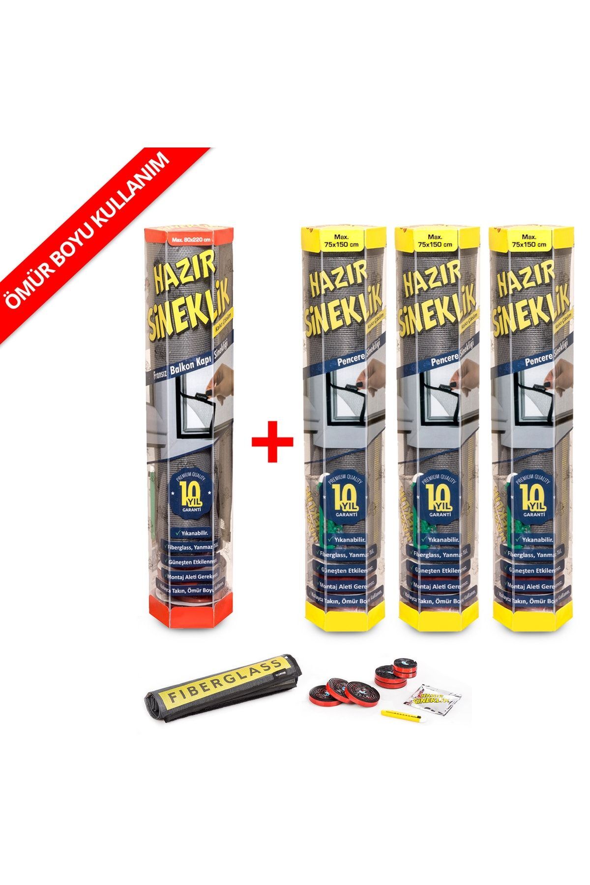 Hazır Sineklik 75x150cm Pencere - 80x220cm Kapı 4lü Paket