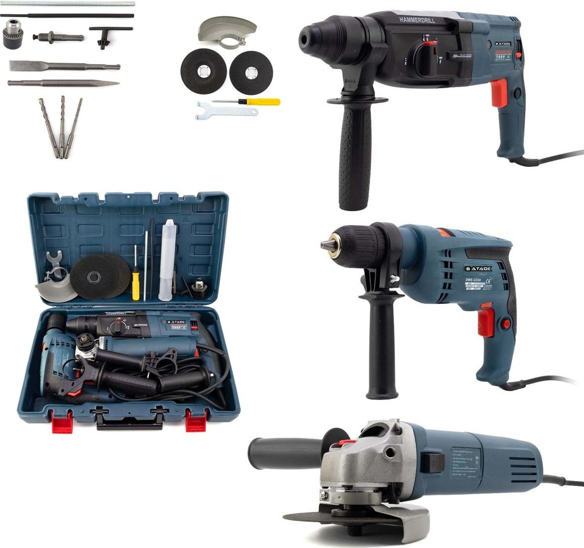 Profesyonel 3'lü Set 2-28 Hilti Matkap + 13 mm Darbeli Matkap Vidalama + 115 mm Taşlama Spiral