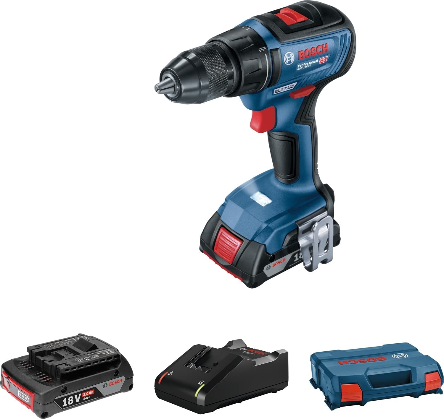 BOSCH Gsr 18V-50 2.0 Ah Çift Akülü Professional Delme Vidalama